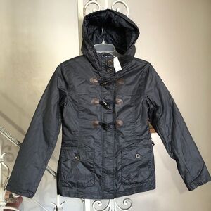 New Aeropostale Dark Gray Hooded Toggle Jacket